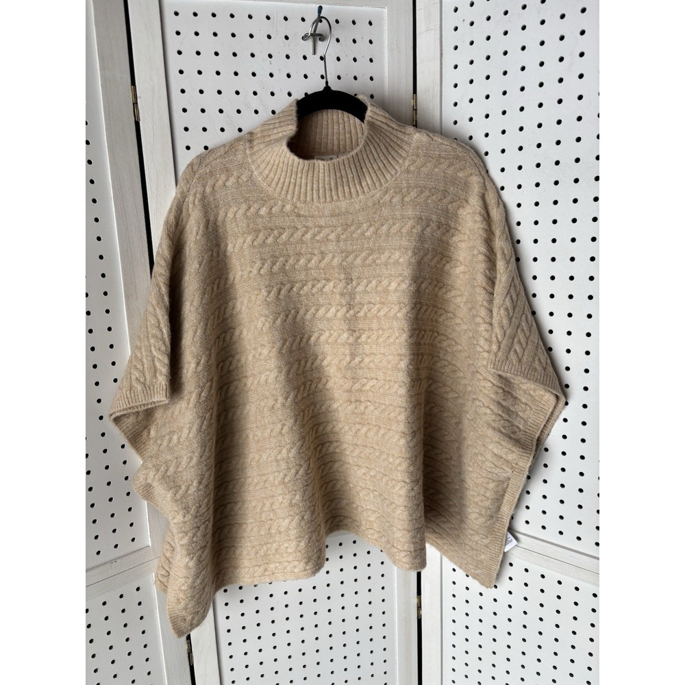 Beach Lunch Lounge Collection Mock Turtleneck Sweater Beige Poncho Womens XL